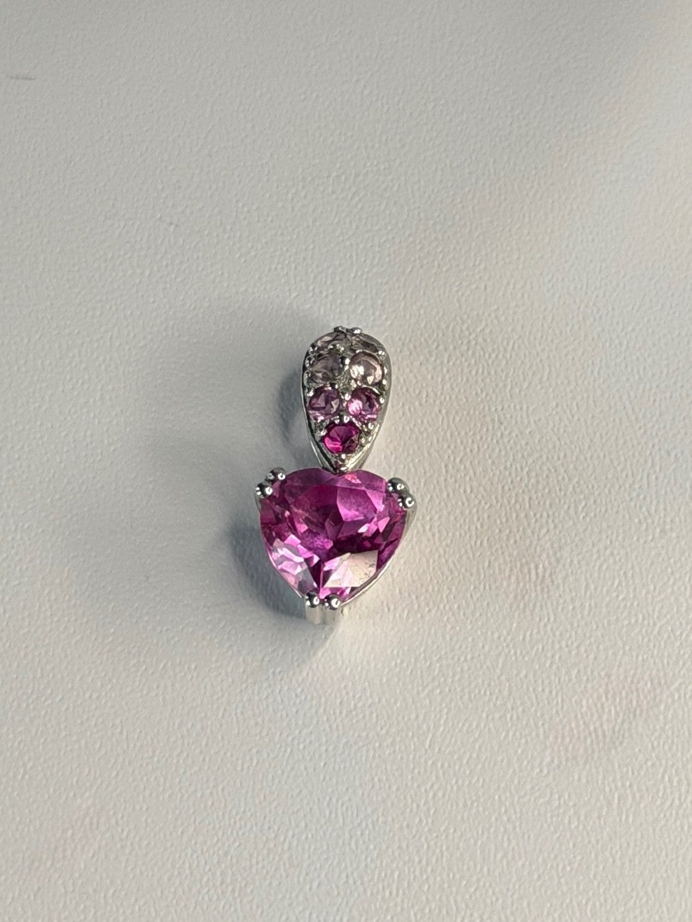 10K White Gold Pink Topaz Heart Pendant