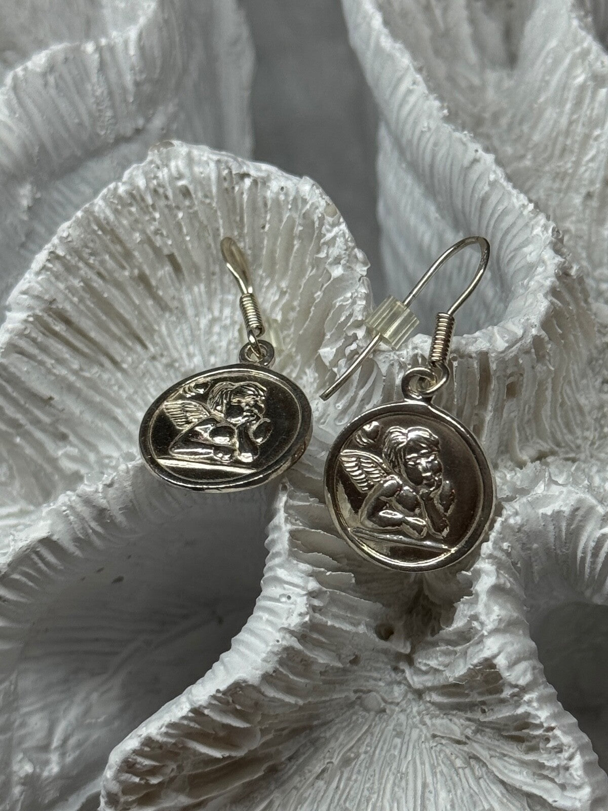925 Sterling Silver Angels Earrings Length 1.3 Inch