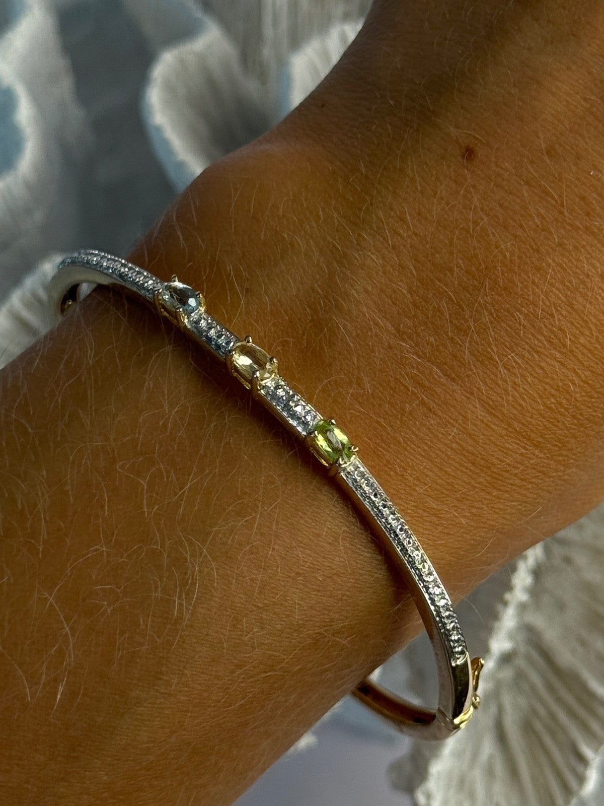 925 Sterling Silver Gold Plated Topaz Citrine Peridot Bracelet