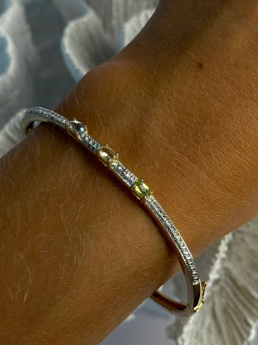 925 Sterling Silver Gold Plated Topaz Citrine Peridot Bracelet
