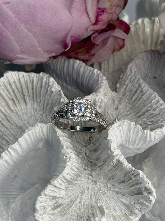 GOC 925 Sterling Silver tcw 1.34 Cz Ring Size 7