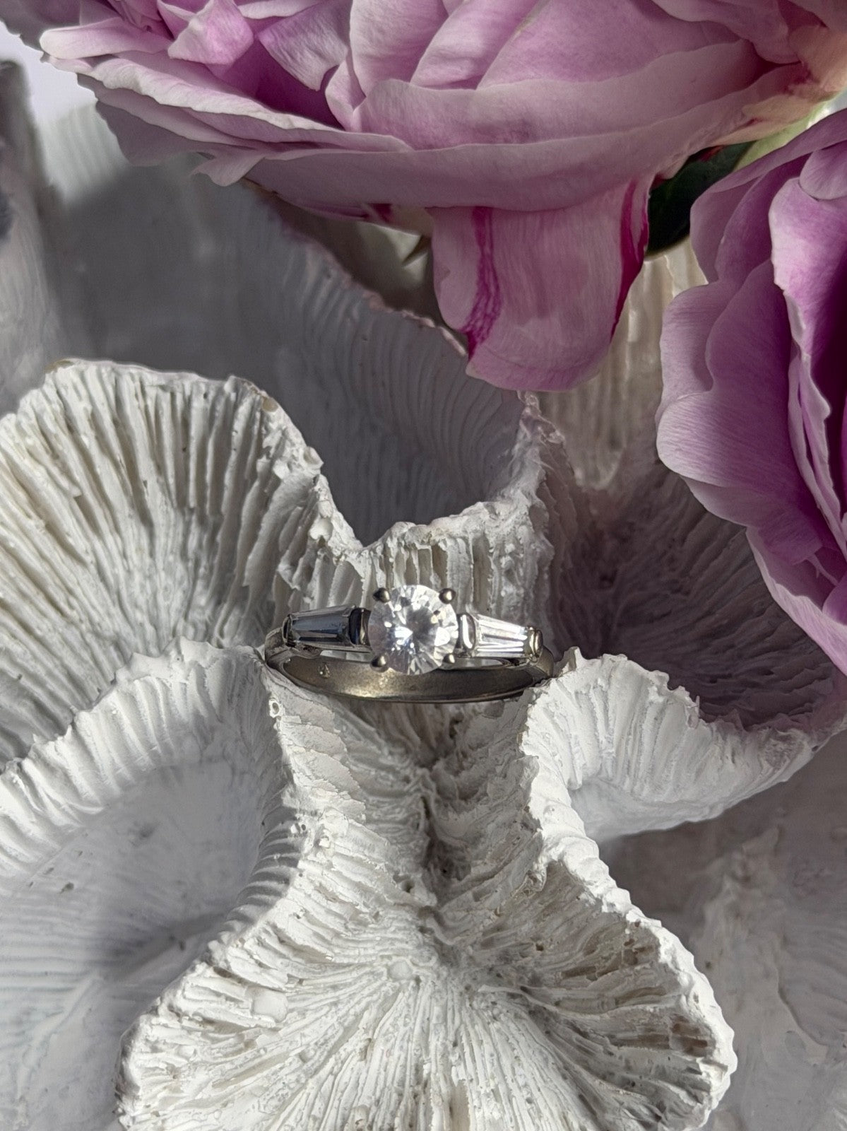 925 Sterling Silver White Spinel Ring Size 7