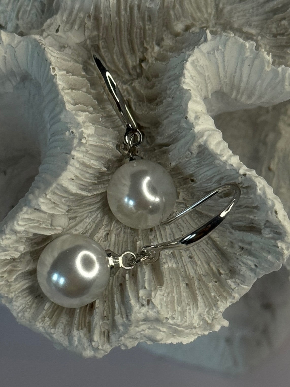 925 Sterling Silver Pearl Earrings Length 1.20 Inch