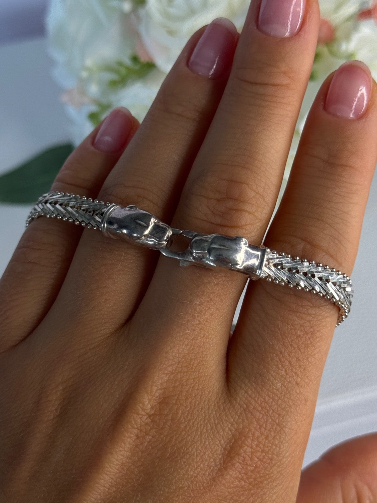 925 Sterling Silver Pantera Bracelet Length 8 Inch