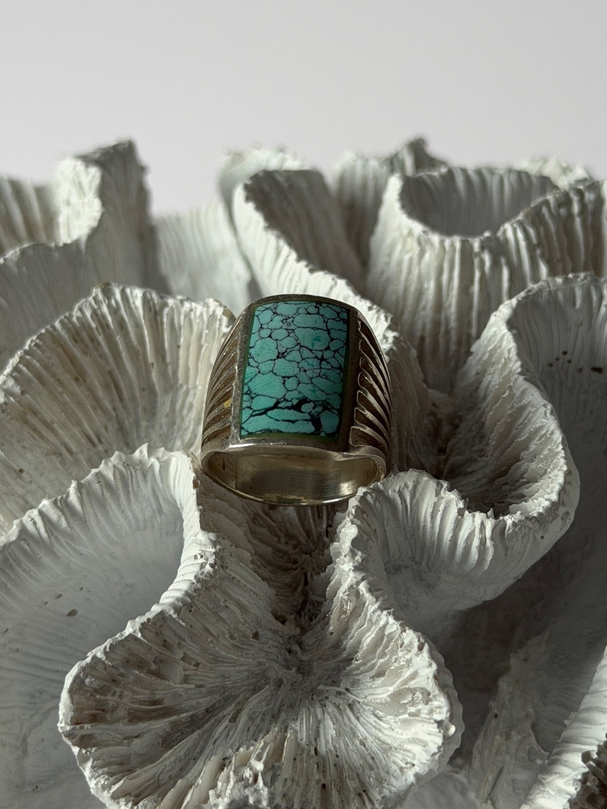 925 Sterling Silver Turquoise Ring Size 7.5