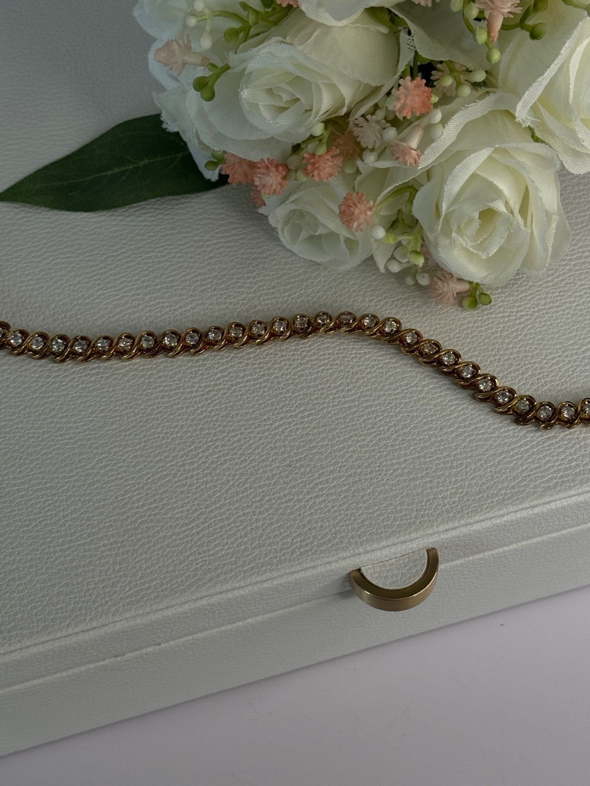 Fas 925 Sterling Silver Gold Plated CZ Bracelet Length 8.5 Inch