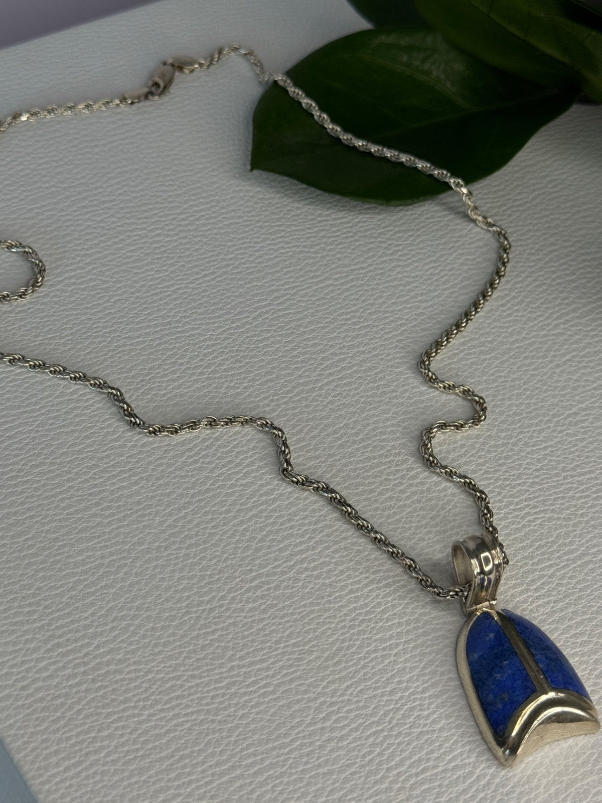 Vintage 925 Sterling Silver Sodalite Necklace Length 20 Inch