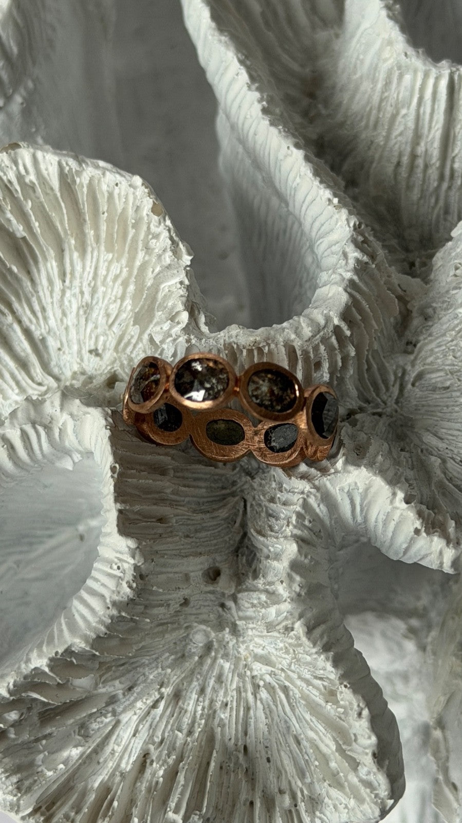 Salt and Pepper Chocolate Diamond 2.42 ct 14K Rose Gold Ring Size 7