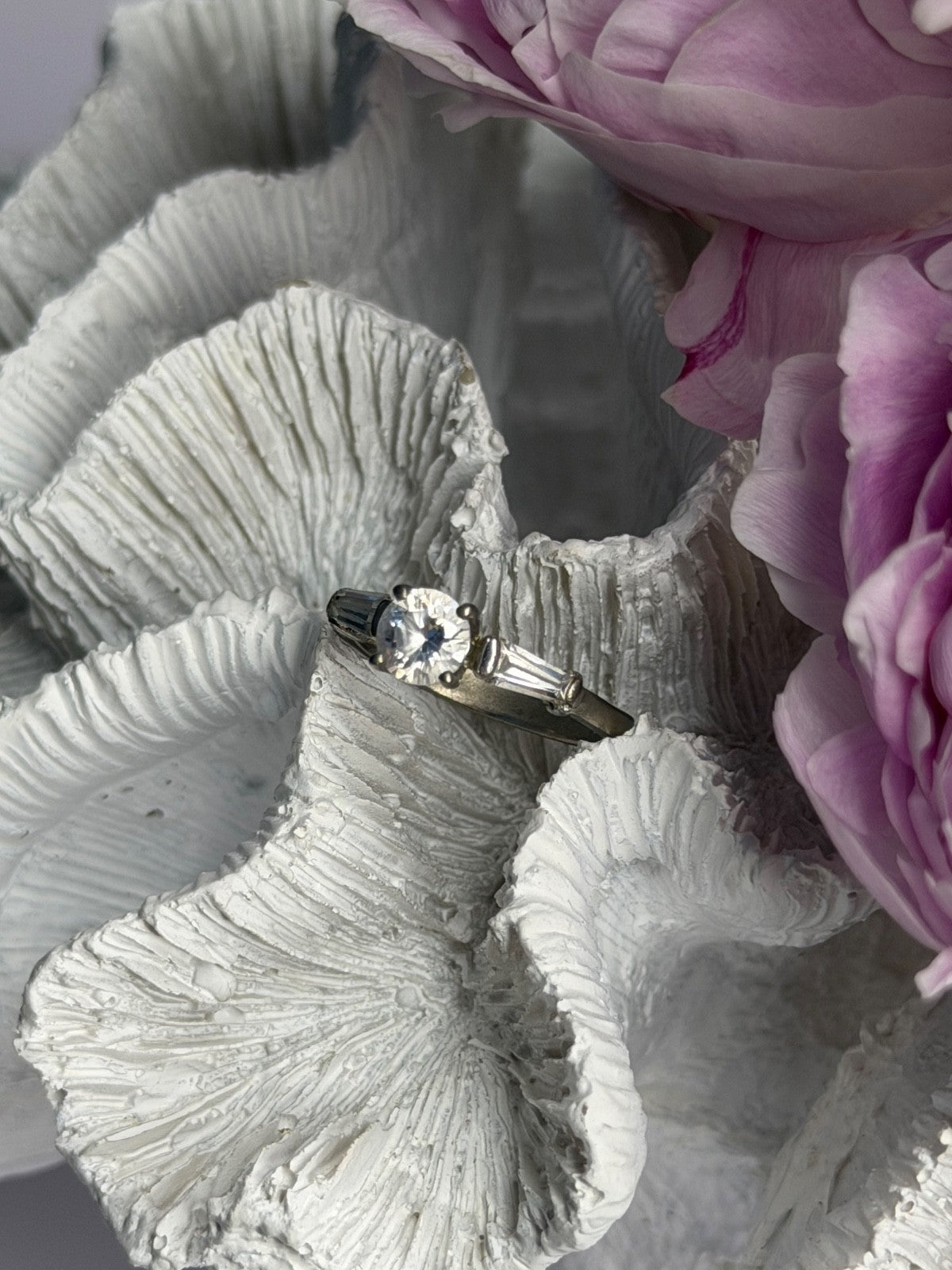 925 Sterling Silver White Spinel Ring Size 7