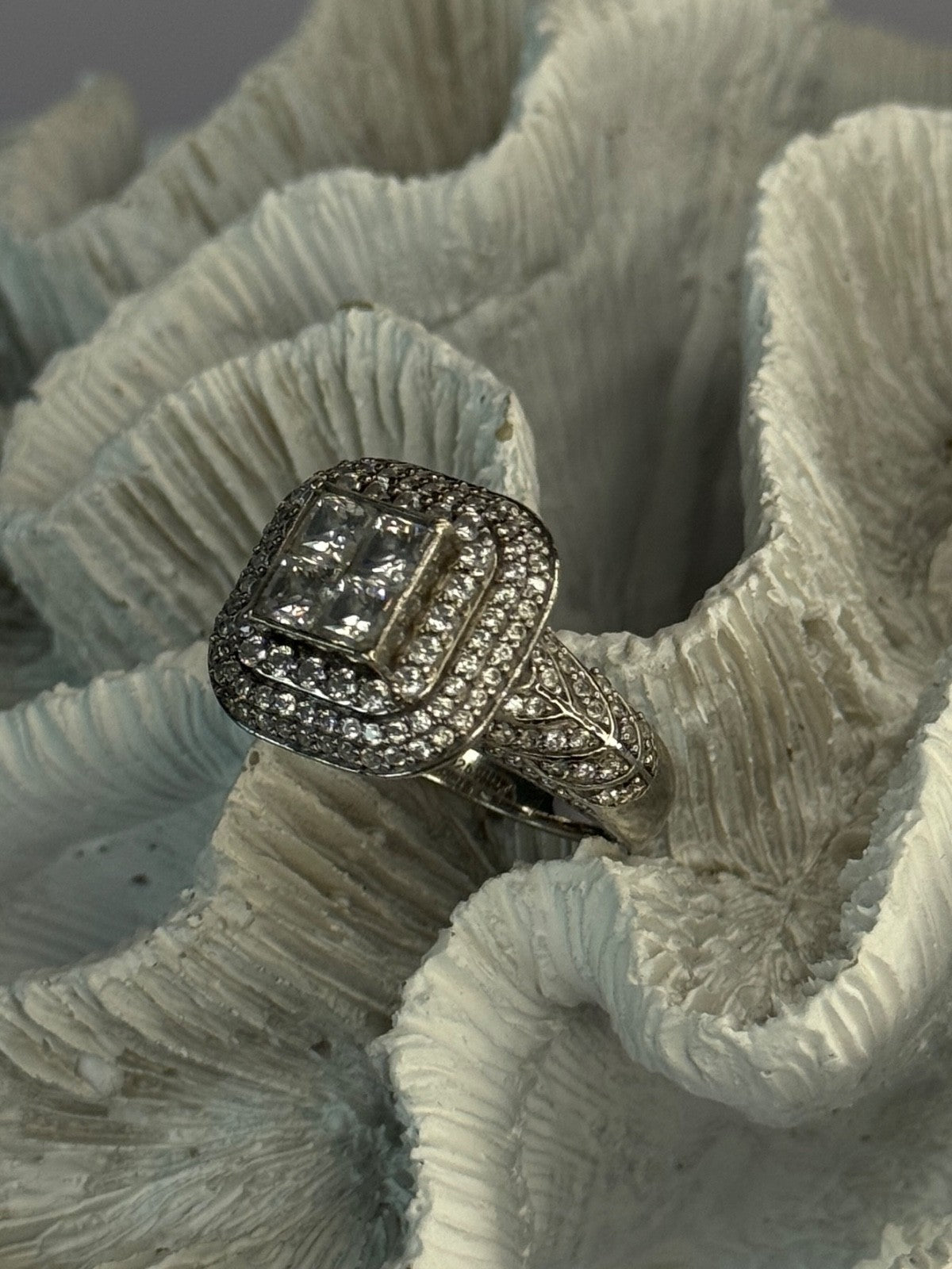 925 Sterling Silver White Tourmaline Ring Size 9