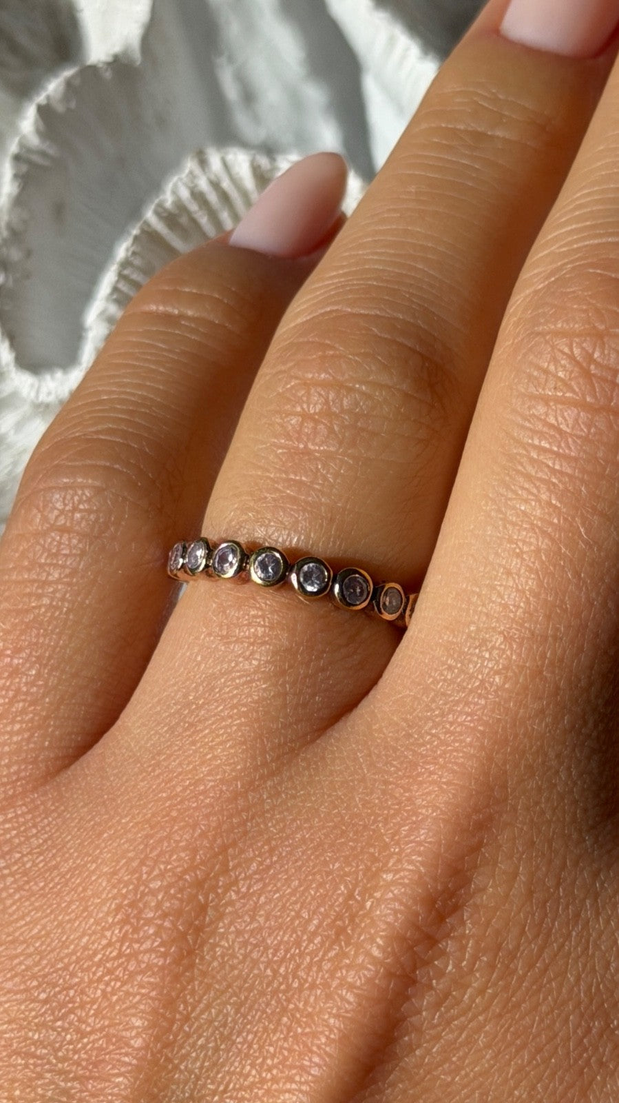 925 Sterling Silver Gold Plated Morganite Ring Size 6