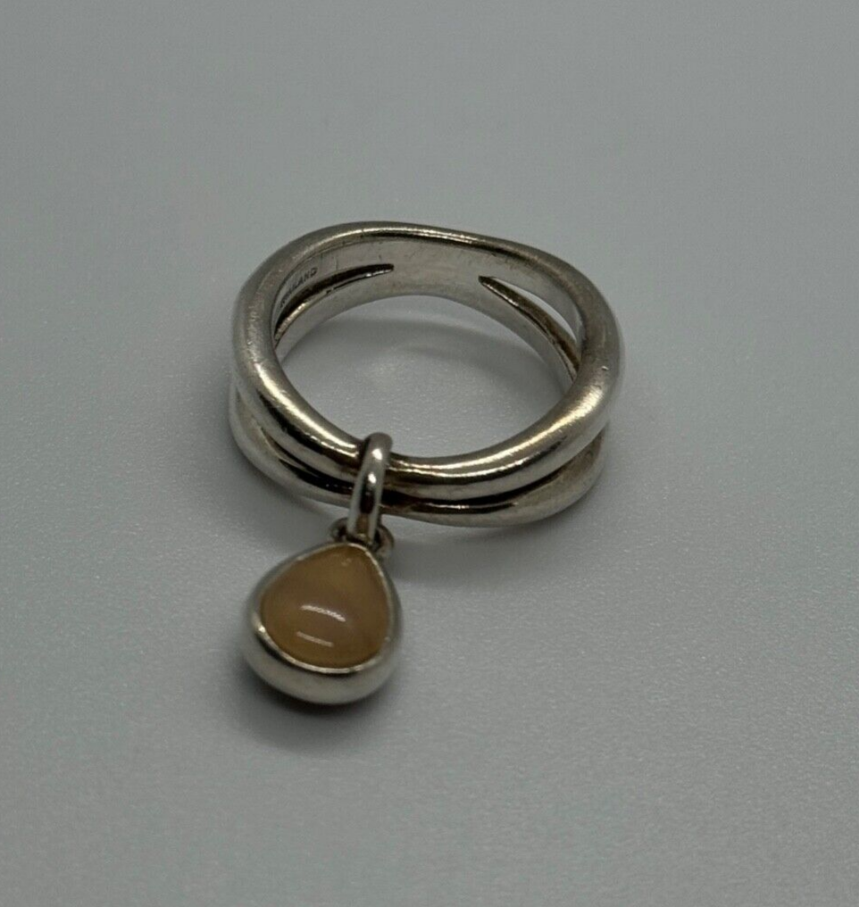 925 Sterling Silver Agate Ring Size 6