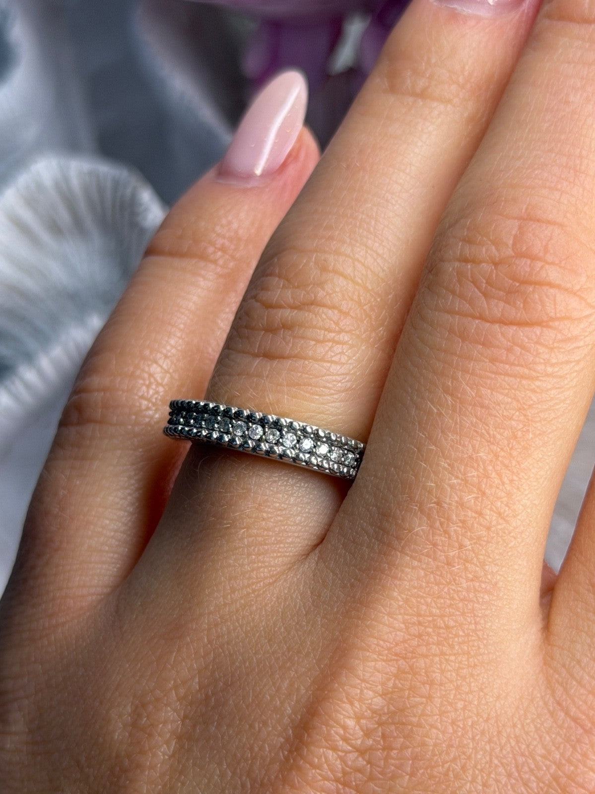 925 Sterling Silver White Spinel Ring Size 7