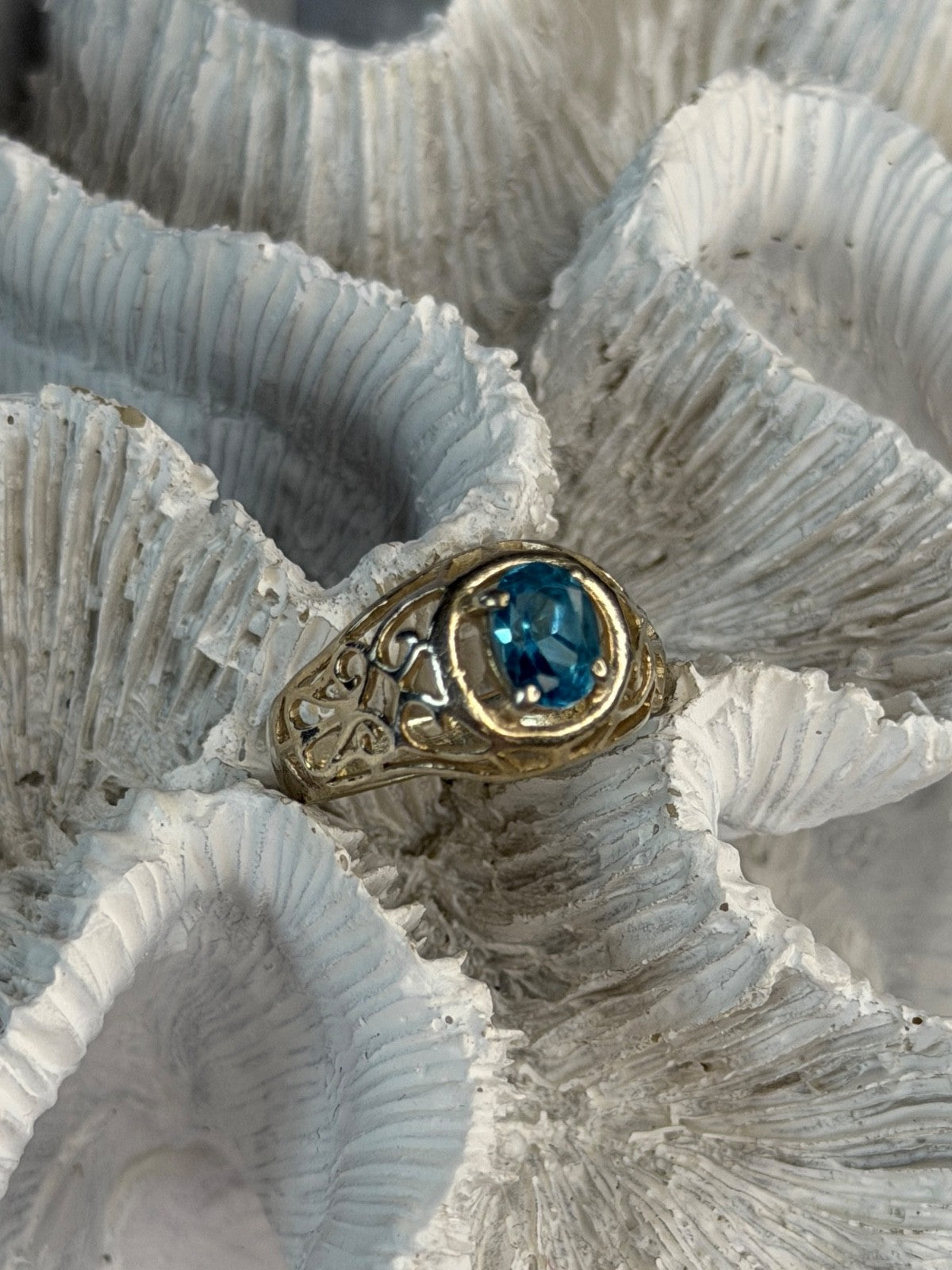 925 Sterling Silver Topaz Ring Size 7