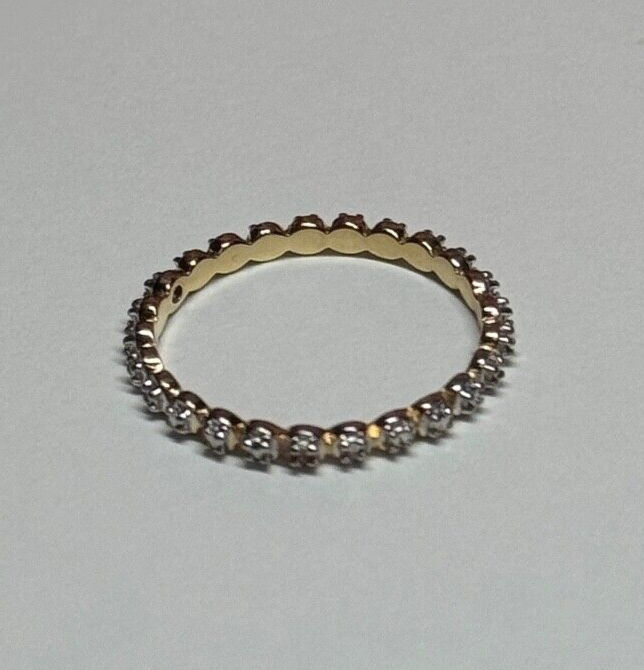 925 Sterling Silver Gold Plated CZ Ring Size 6