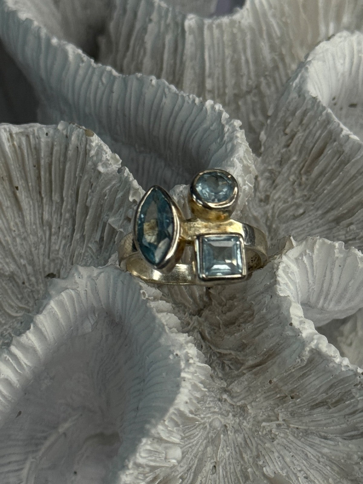 925 Sterling Silver Blue Topaz Ring Size 7
