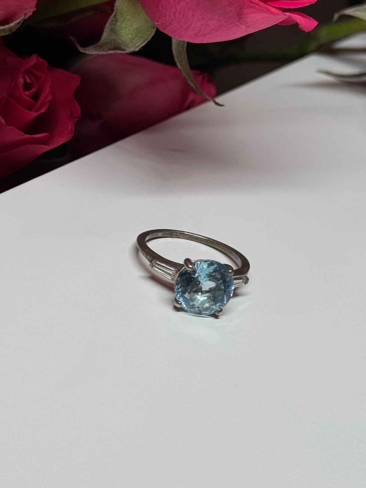 925 Sterling Silver Topaz & Beryl Ring Size 6
