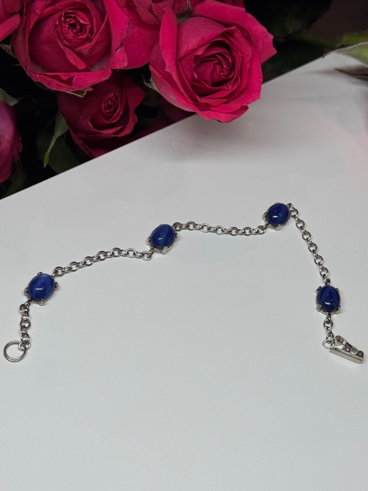 925 Sterling Silver Star Sapphire Bracelet Length 7.5