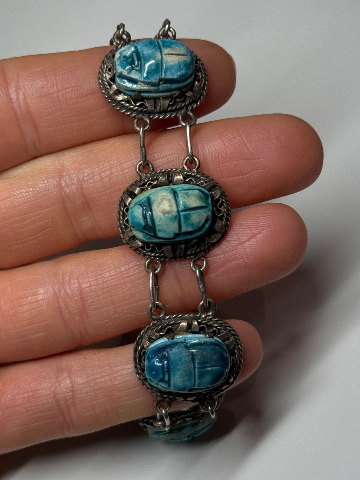 Vintage 925 Sterling Silver Turquoise Bracelet Length 7 Inch
