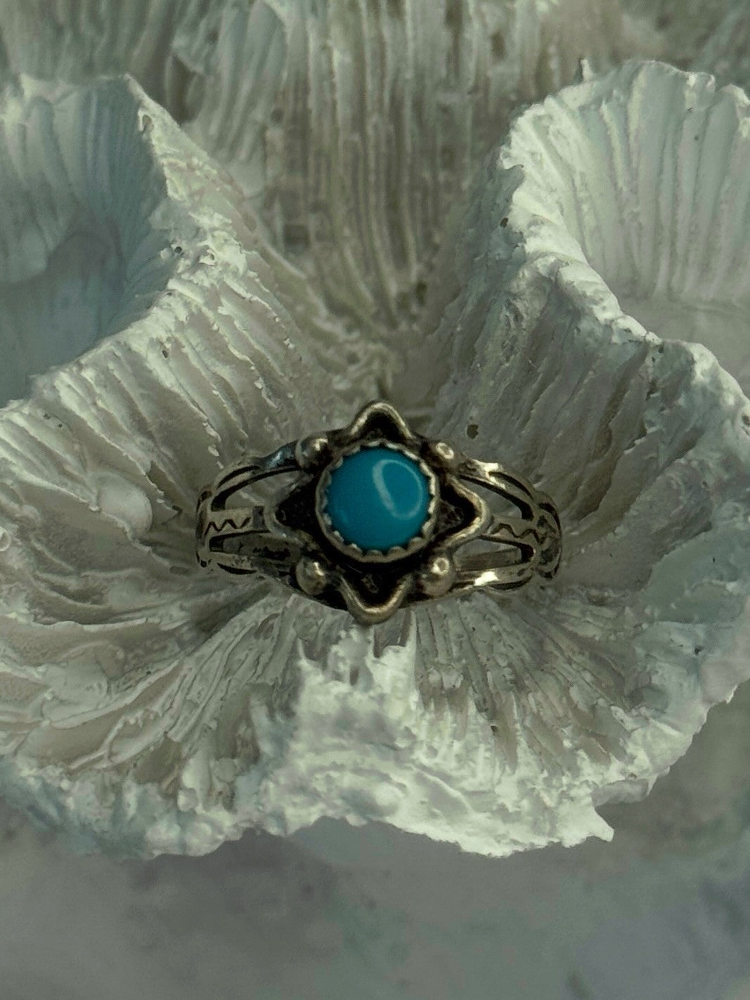 925 Sterling Silver Turquoise Ring Size 5.5