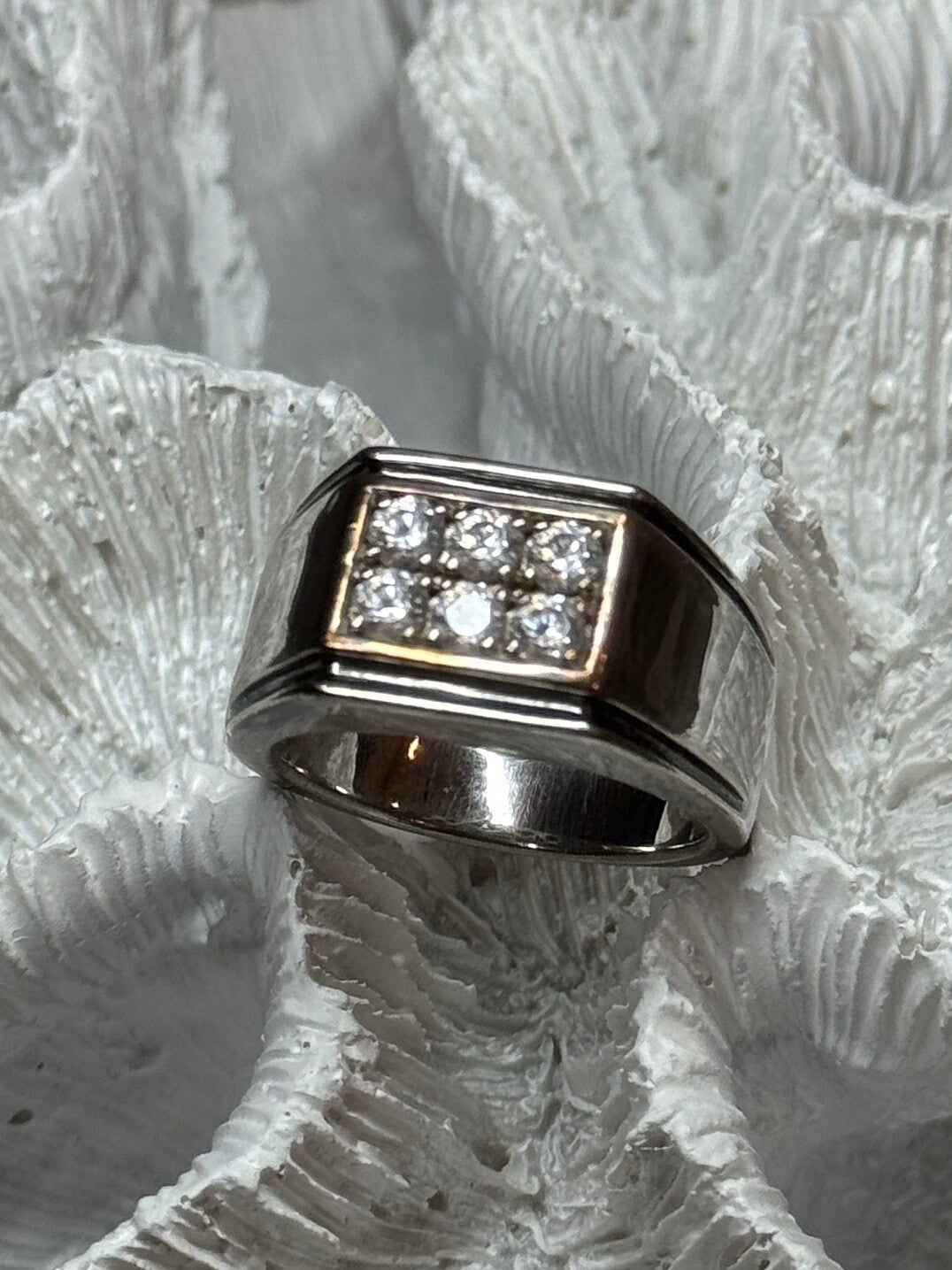 925 Sterling Silver CZ Men'S Ring Size 9.5
