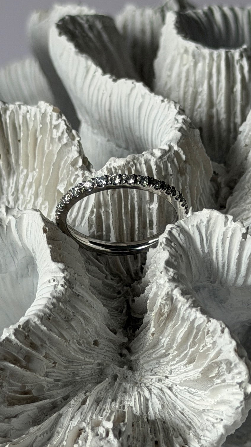 14K White Gold Custom Diamond 0.58 ct Ring Size 6
