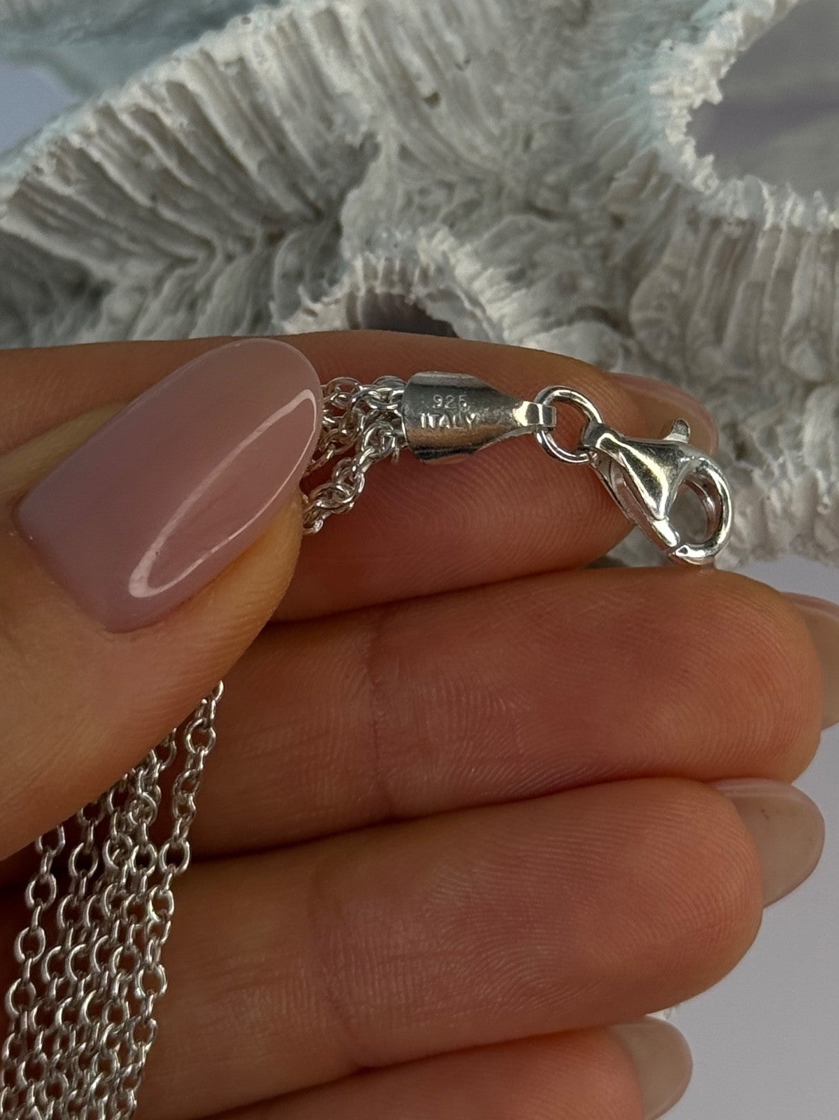 925 Sterling Silver 6 Chain Italy Heart Bracelet Length 7