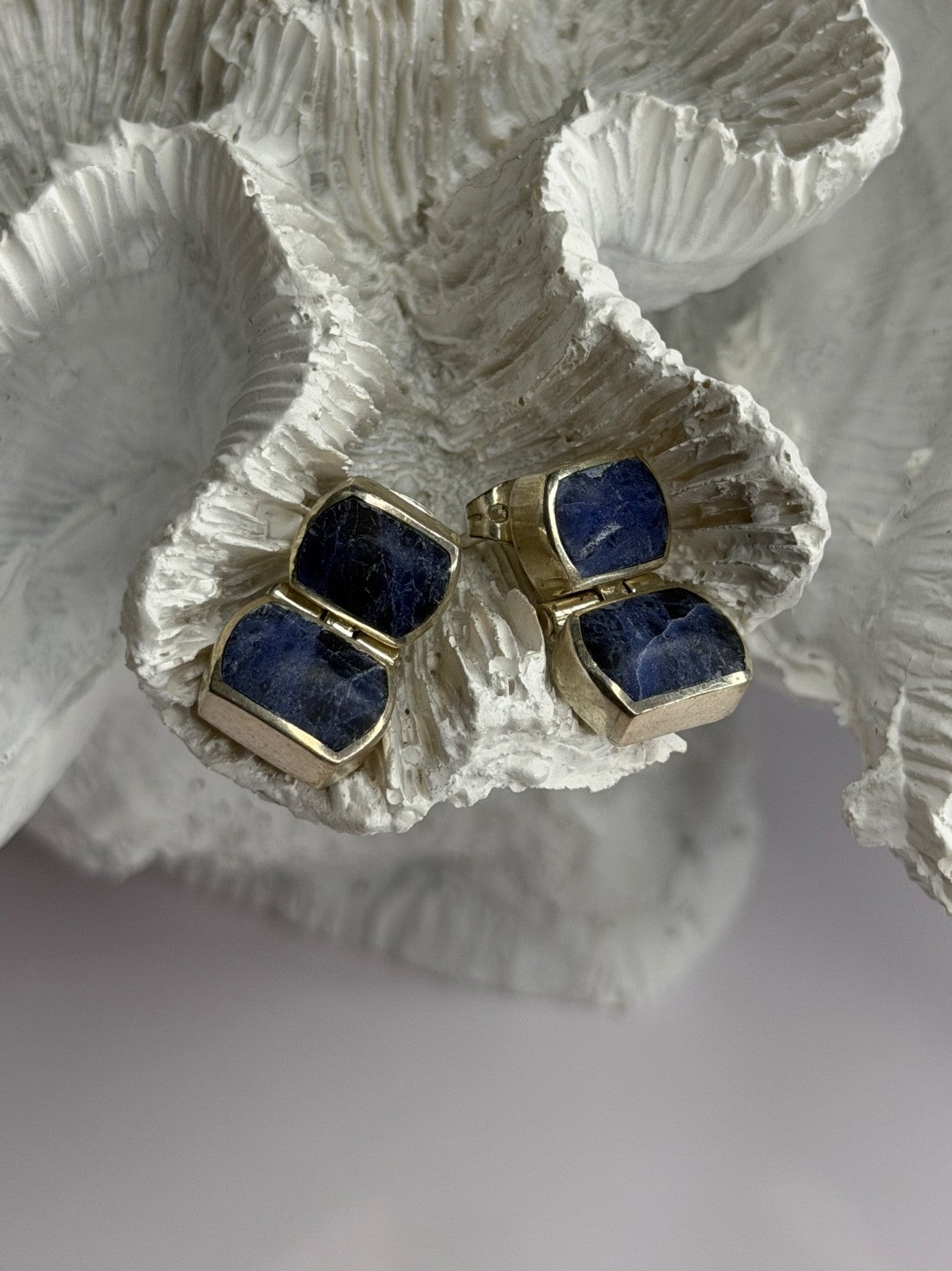 Vintage 950 Sterling Silver Sodalite Earrings