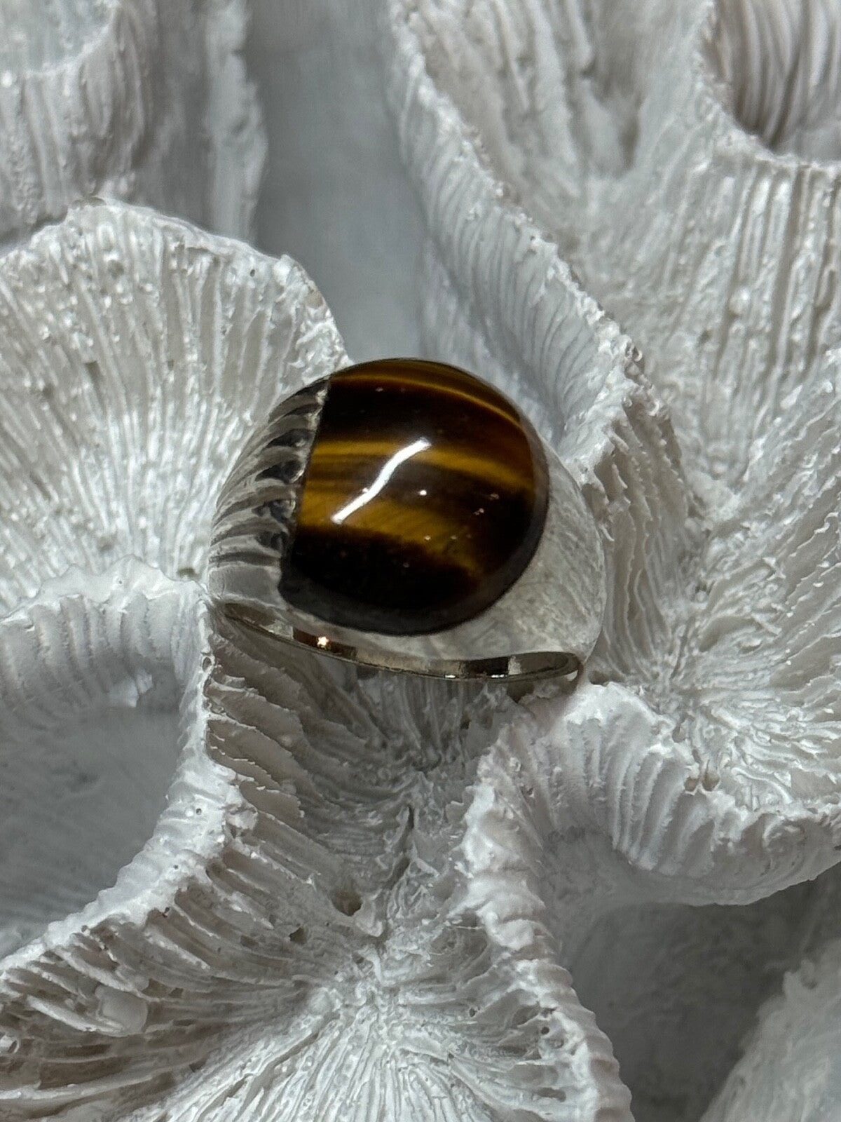 925 Sterling Silver Amber Men'S Ring Size 9