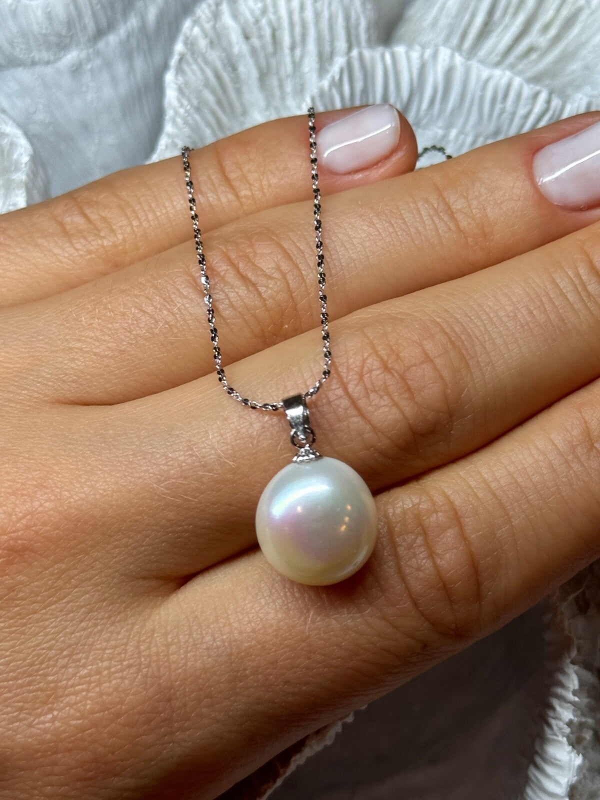 925 Sterling Silver Fresh Water Pearl Necklace Length 18 Inch