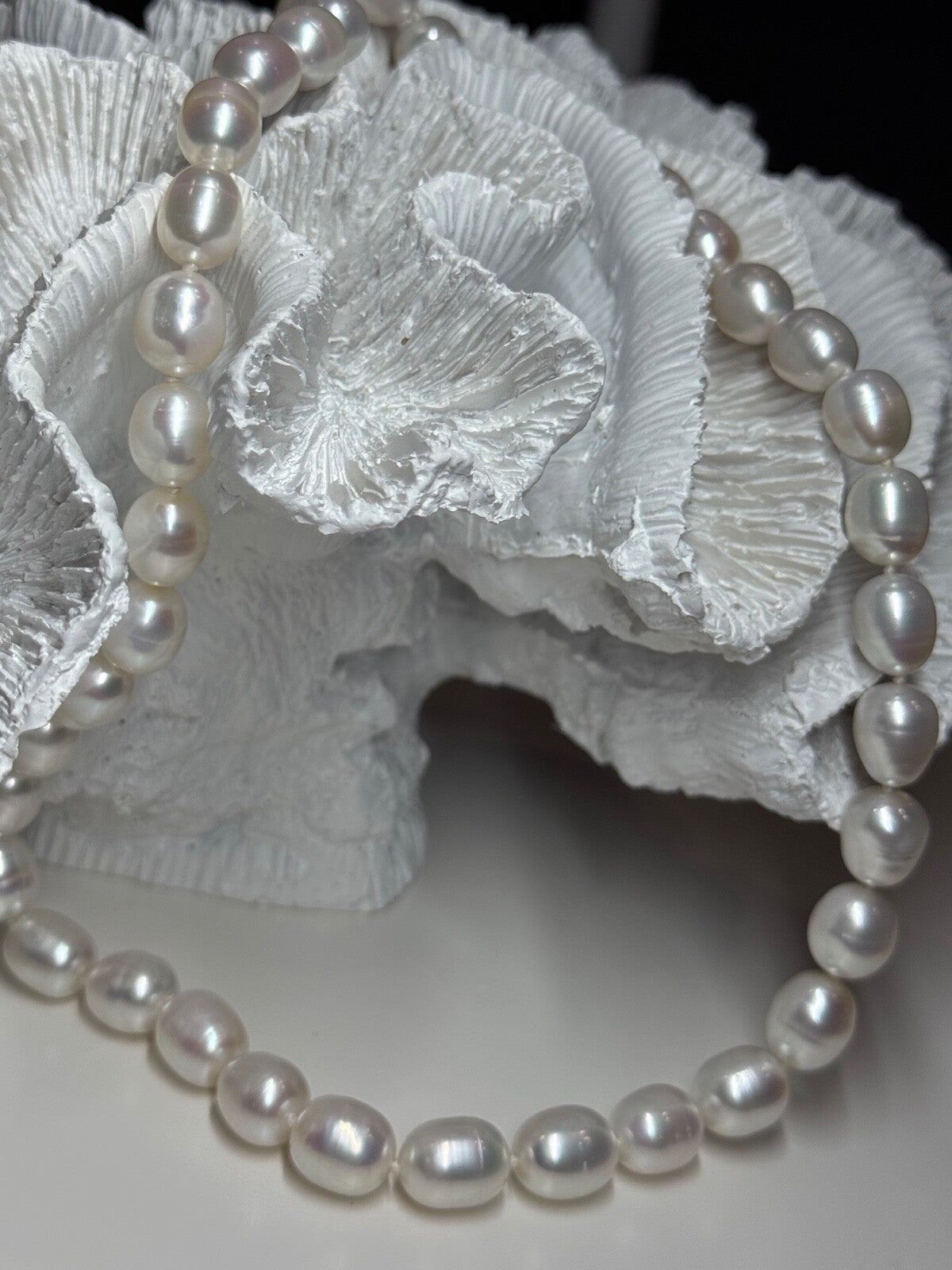 925 Sterling Silver Freshwater Pearls Necklace Length 18 IN