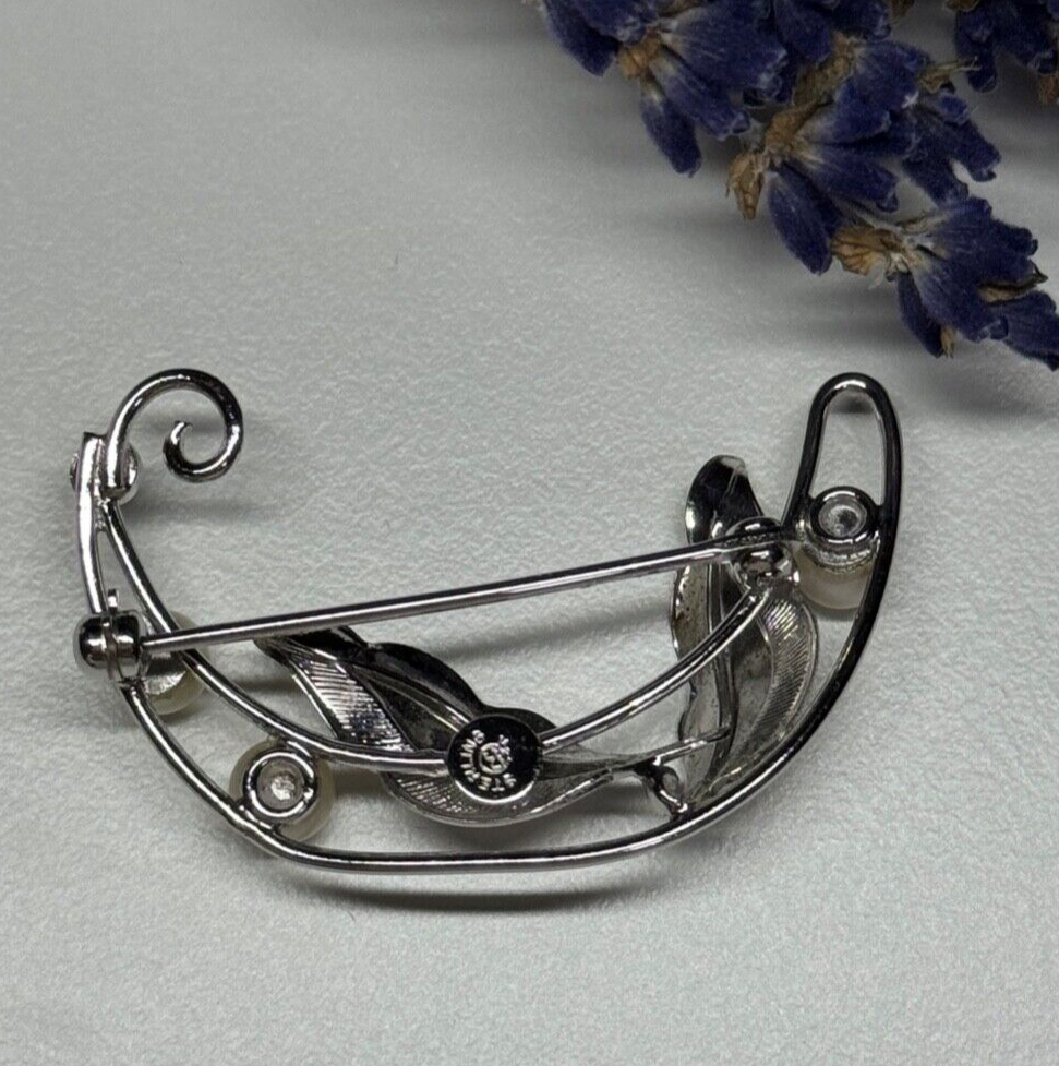 925 Sterling Silver Pearls Brooch