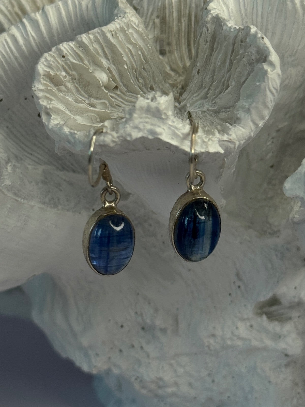 925 Sterling Silver Blue Moonstone Earrings Length 1.30 Inch