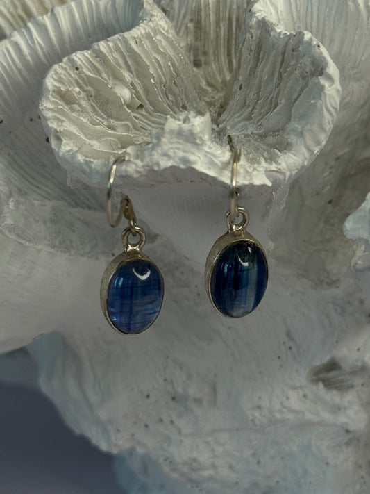 925 Sterling Silver Blue Moonstone Earrings Length 1.30 Inch