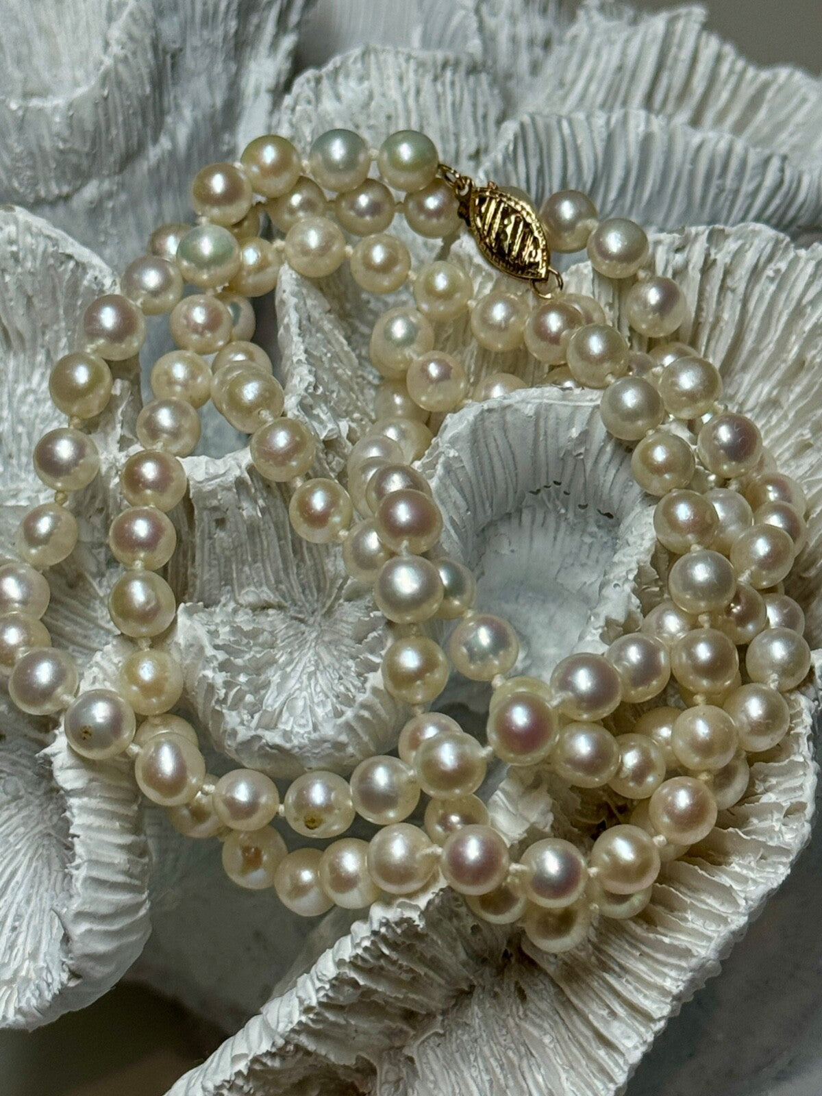 14K Yellow Gold Freshwater Pearl Necklace Length 30 Inch