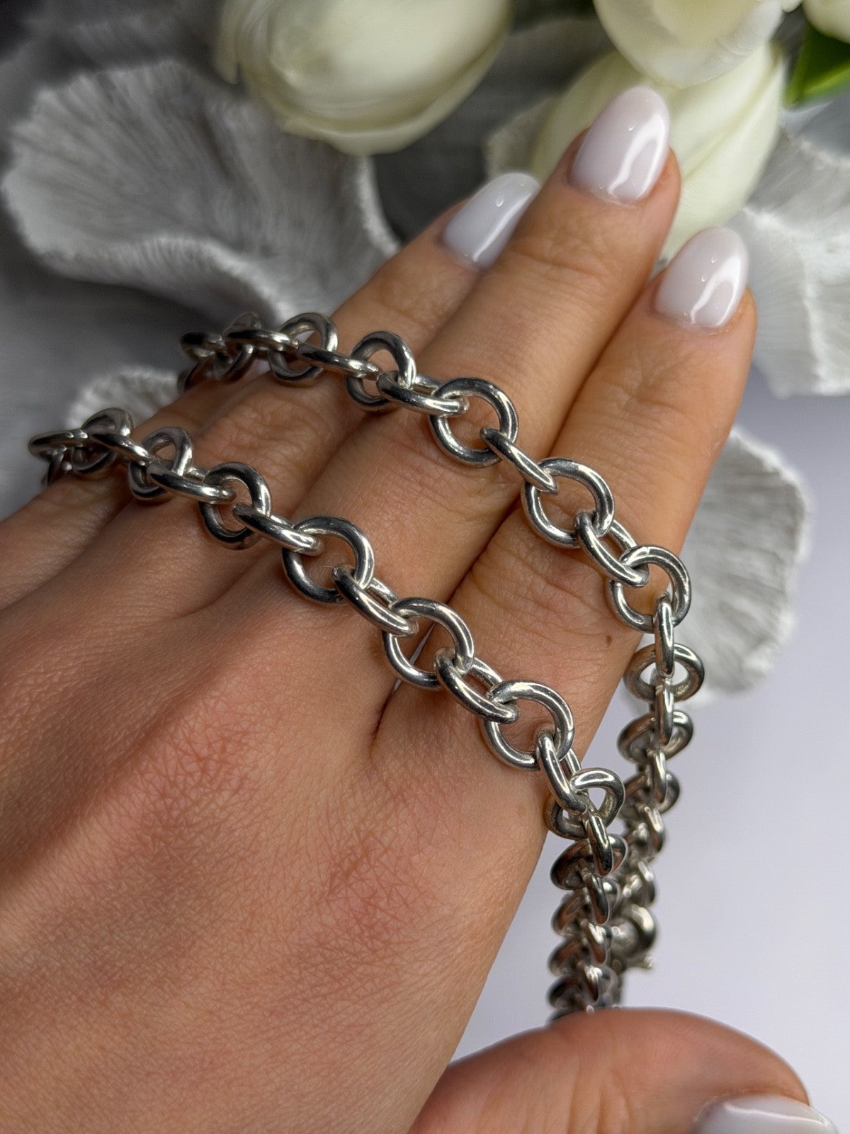 Vintage Judith Ripka 925 Sterling Silver Chain Necklace