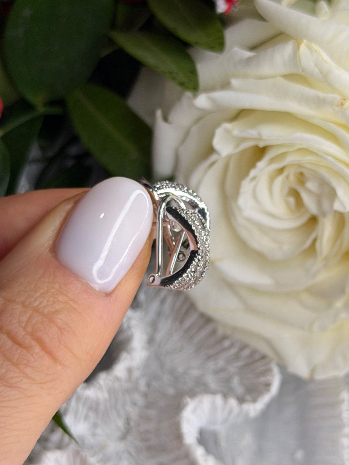 Beautiful 925 Sterling Silver White Topaz Earrings