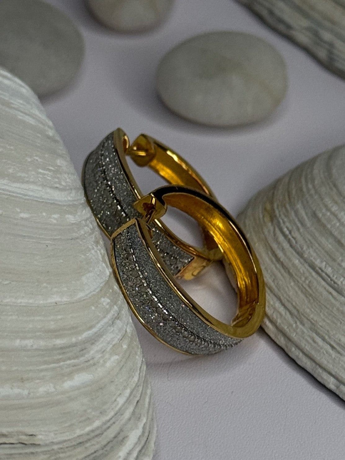 925 Sterling Silver Gold Plated CZ Earrings Length 0.8 Inch
