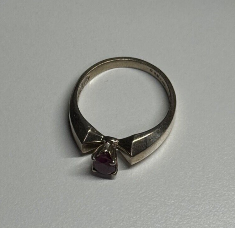 925 Sterling Silver Ruby Ring Size 6