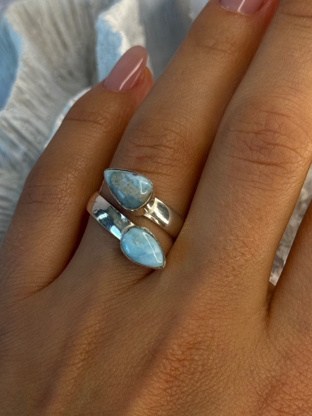 Vintage 925 Sterling Silver Larimar Ring Size 7