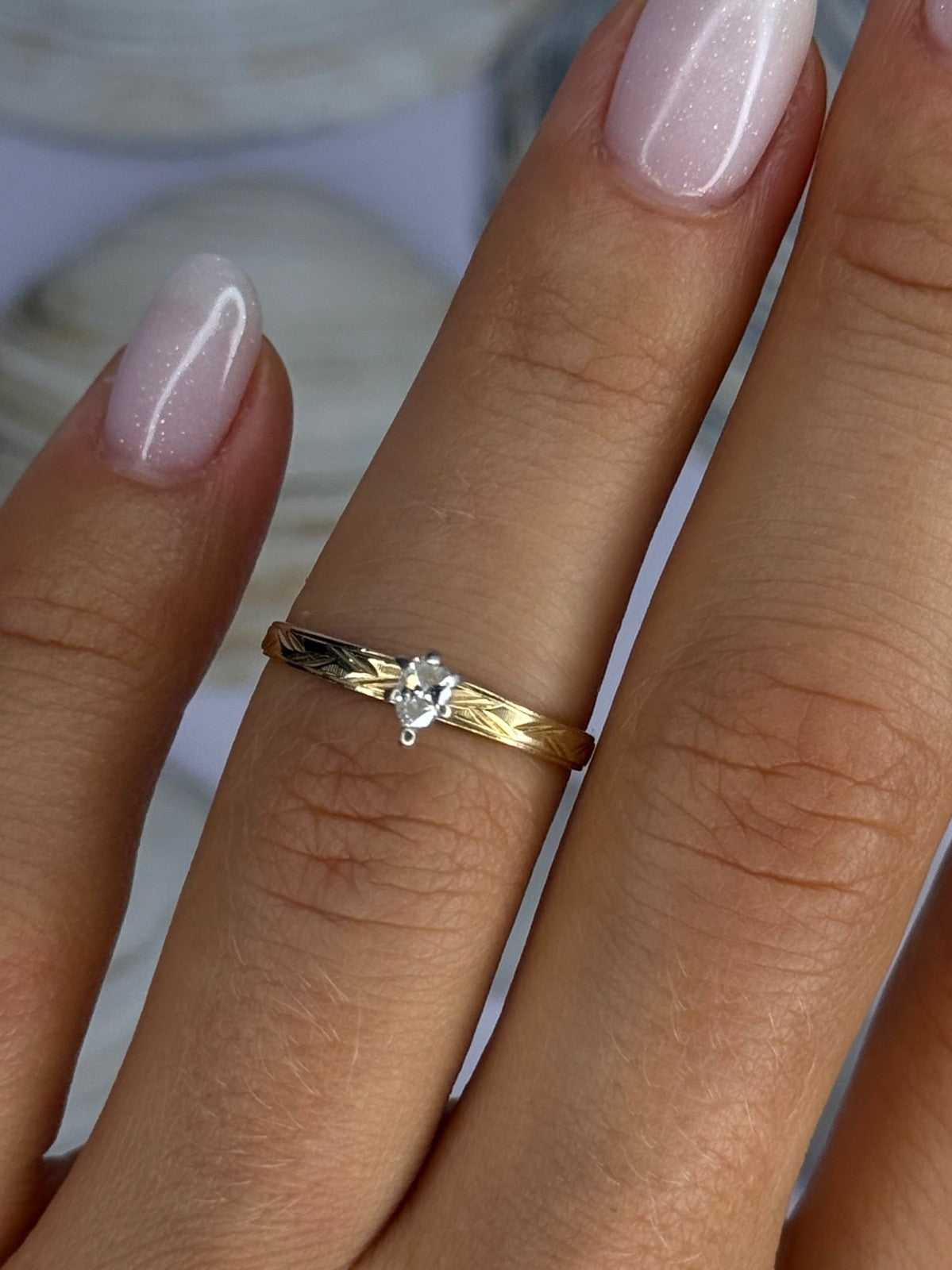 14K P HKS Yellow Gold Diamond 0.10 Carat Ring Size 6