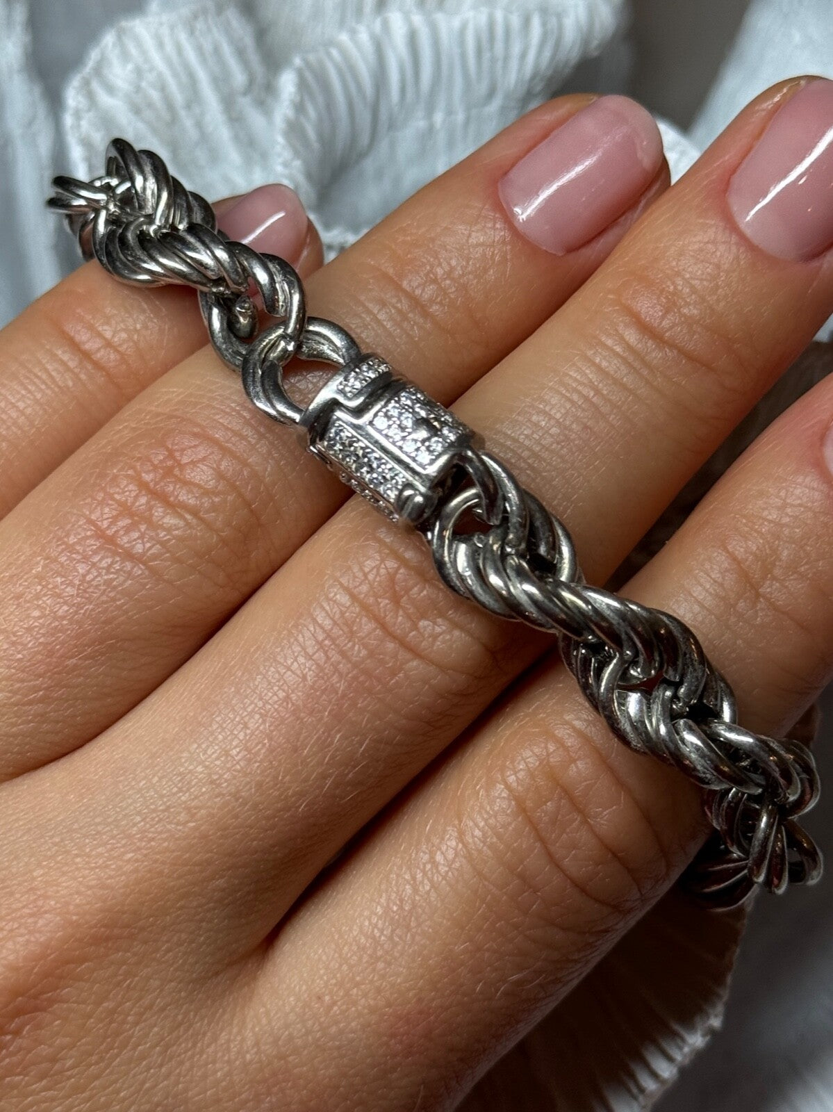 925 Sterling Silver CZ Bracelet Length 9 Inch