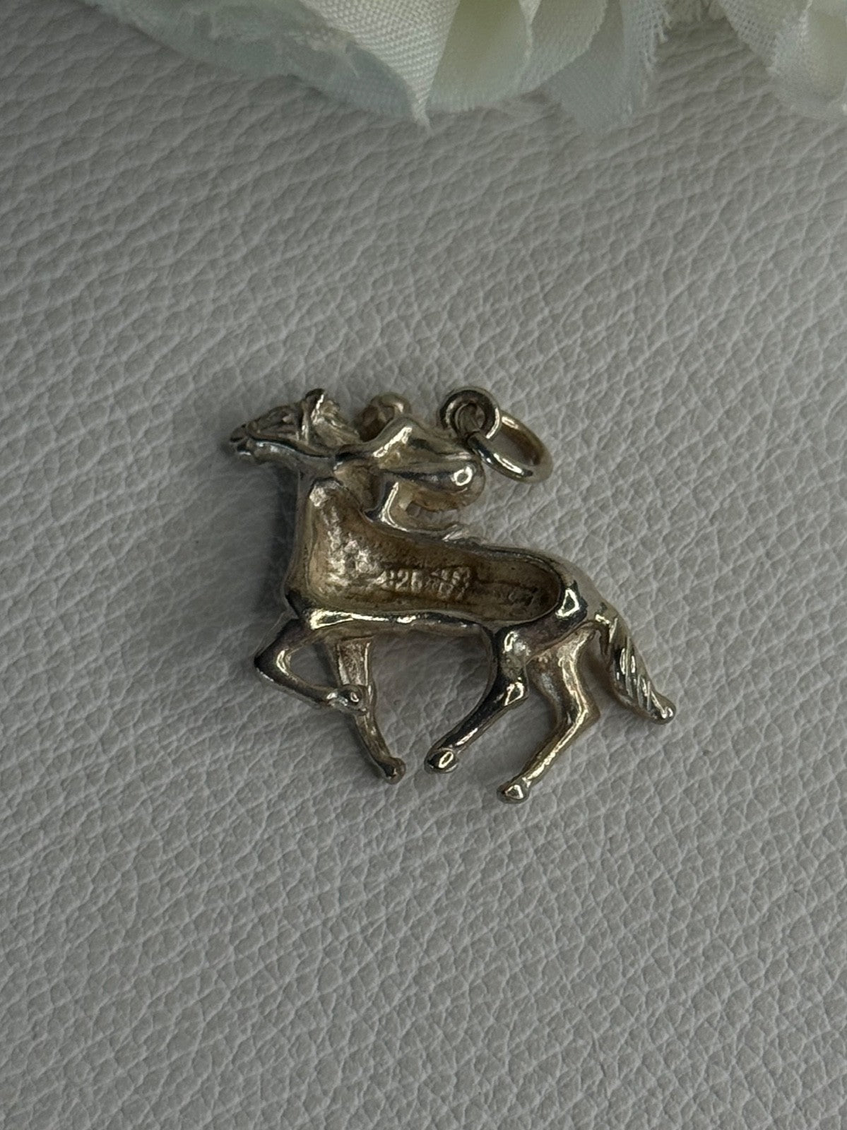 Horse & Jockey Lucky Racing Race Charm Pendant 925 Sterling Silver Length 1 Inch