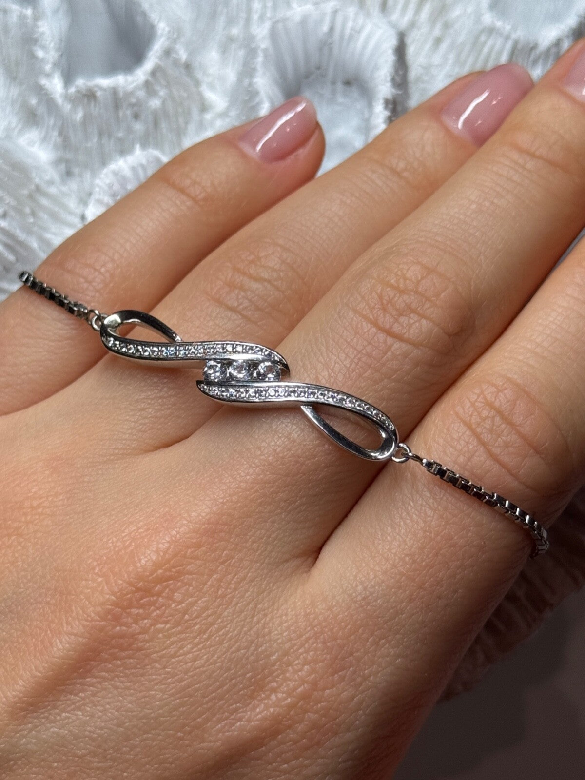 925 Sterling Silver CZ Bracelet Slider
