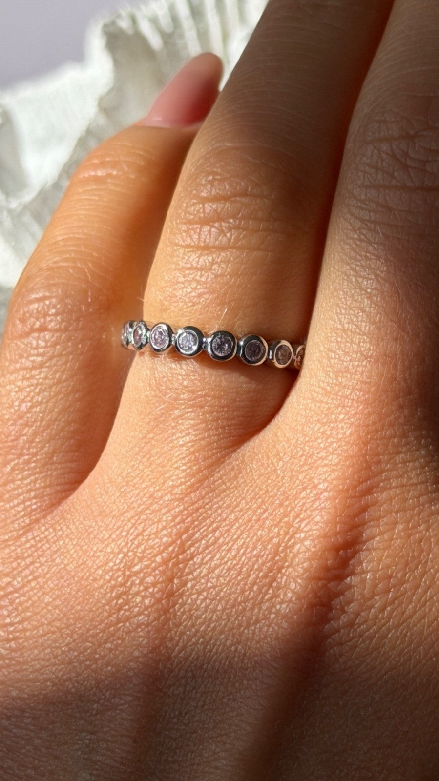 925 Sterling Silver Pink Spinel Ring Size 6