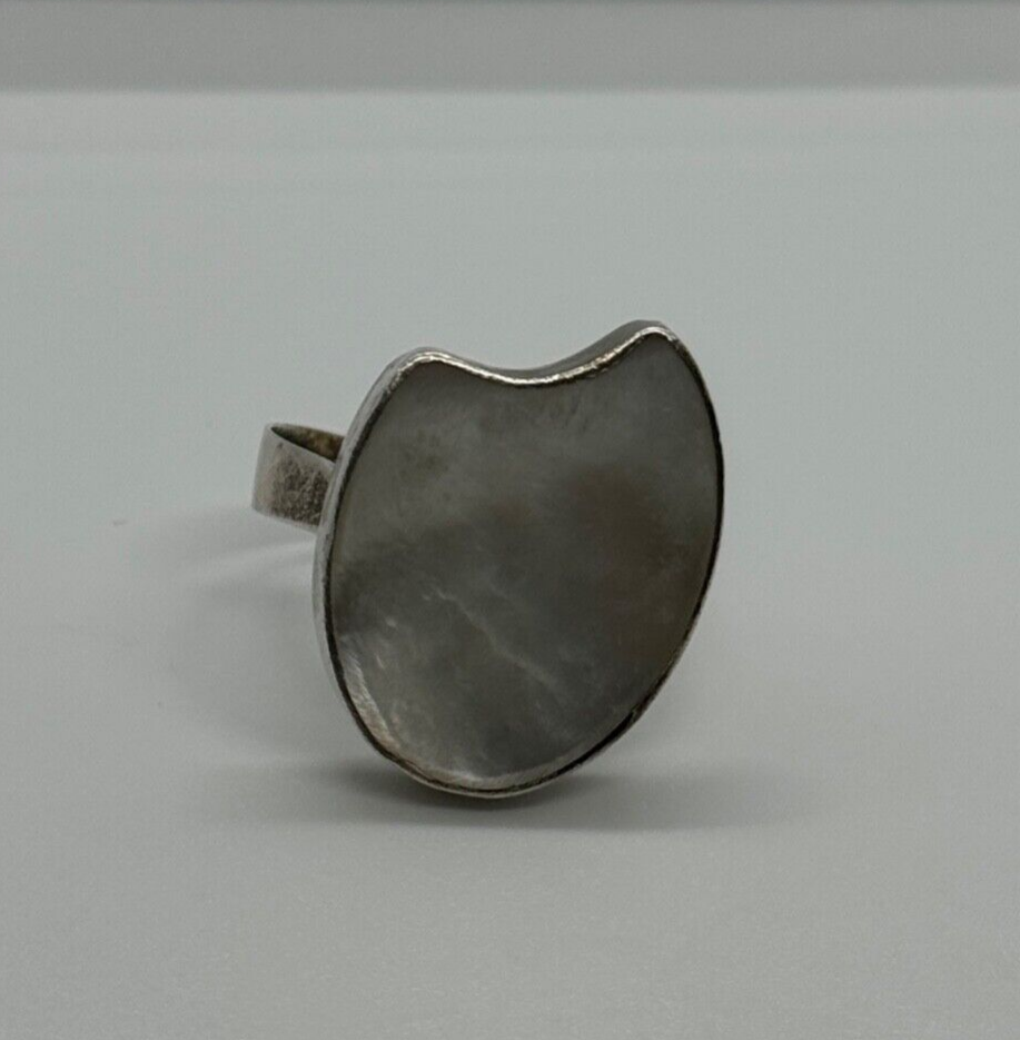 925 Sterling Silver Abalone Shell Ring Size 12