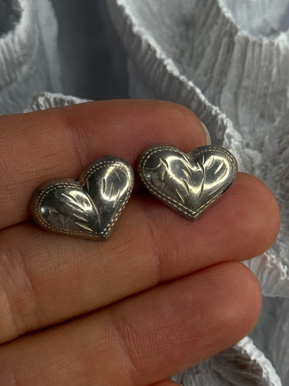 925 Sterling Silver Heart Earrings Length 0.50 Inch