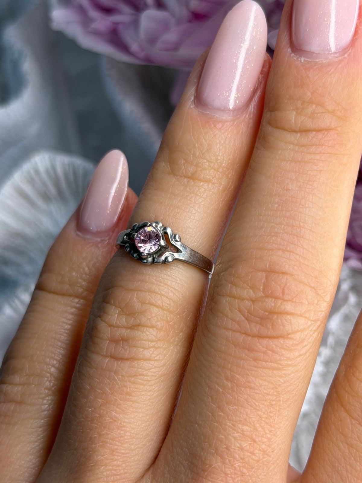 925 Sterling Silver Morganite Ring (adjustable)