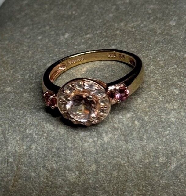 925 Sterling Silver Gold Plated Spinel Ring Size 7