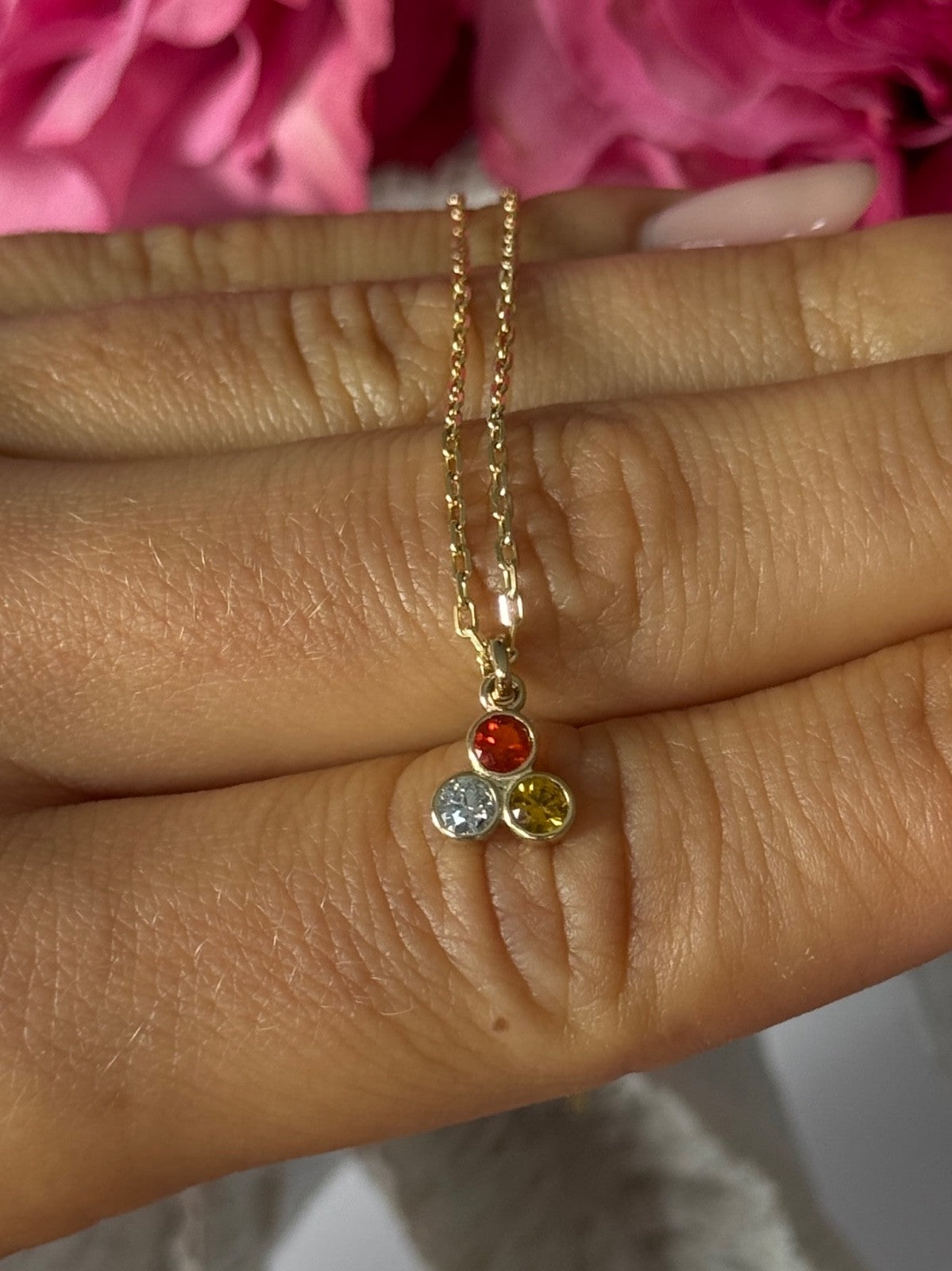 14K Yellow Gold Diamond Citrine Spinel Necklace